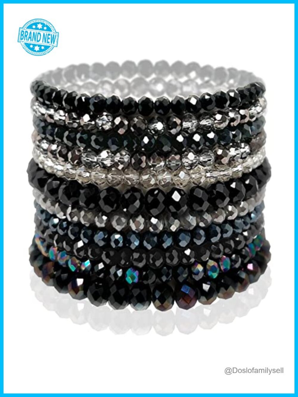 Crystal Glass Stretch Bracelet Stackable Layering Boho Beaded Friendship Gift